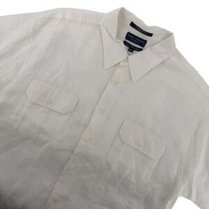 Daniel Cremieux Men's XL White Short Sleeve Button Up Shirt‎ Linen Preppy Beach